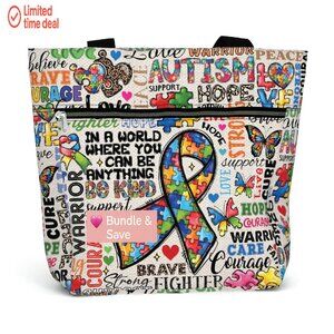 Large Water-Resistant Tote Bag with Multiple Pockets for Work & Travel